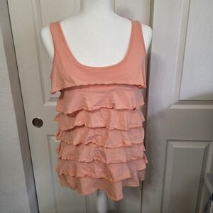 Kersh Coral Ruffle Layered Tank Top